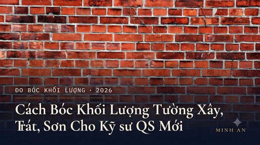 Bức tường gạch đỏ, minh họa bài hướng dẫn bóc khối lượng tường xây, trát, sơn cho kỹ sư QS mới